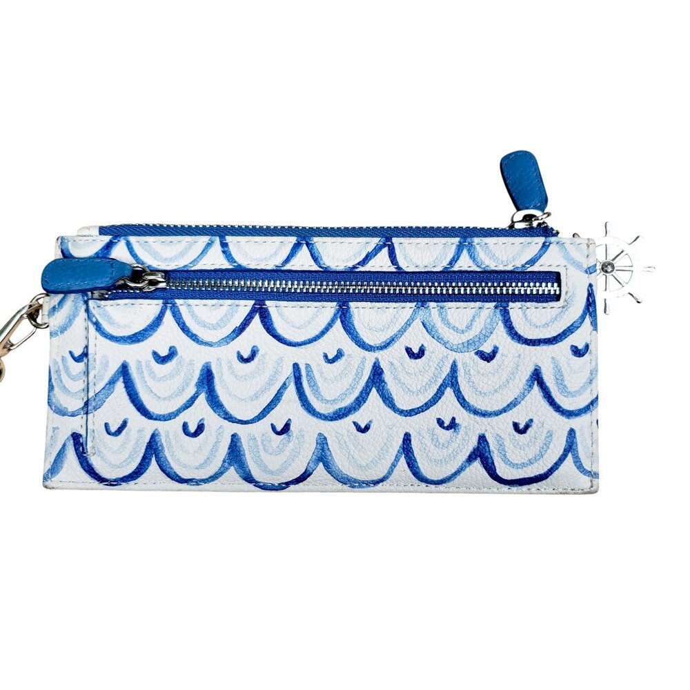 Brighton nautical blue white vegan leather wristlet